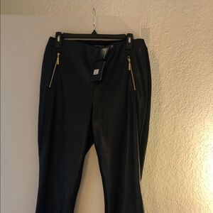 Black Pants with Gold Zipper Accents